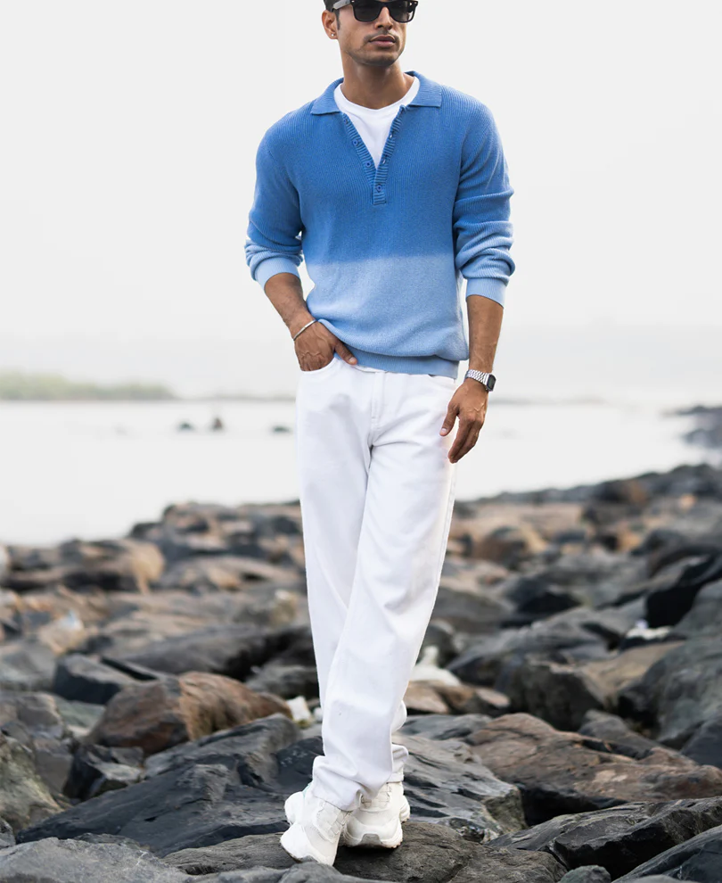 Blue Ombre Cotton Sweatshirt - Image 7