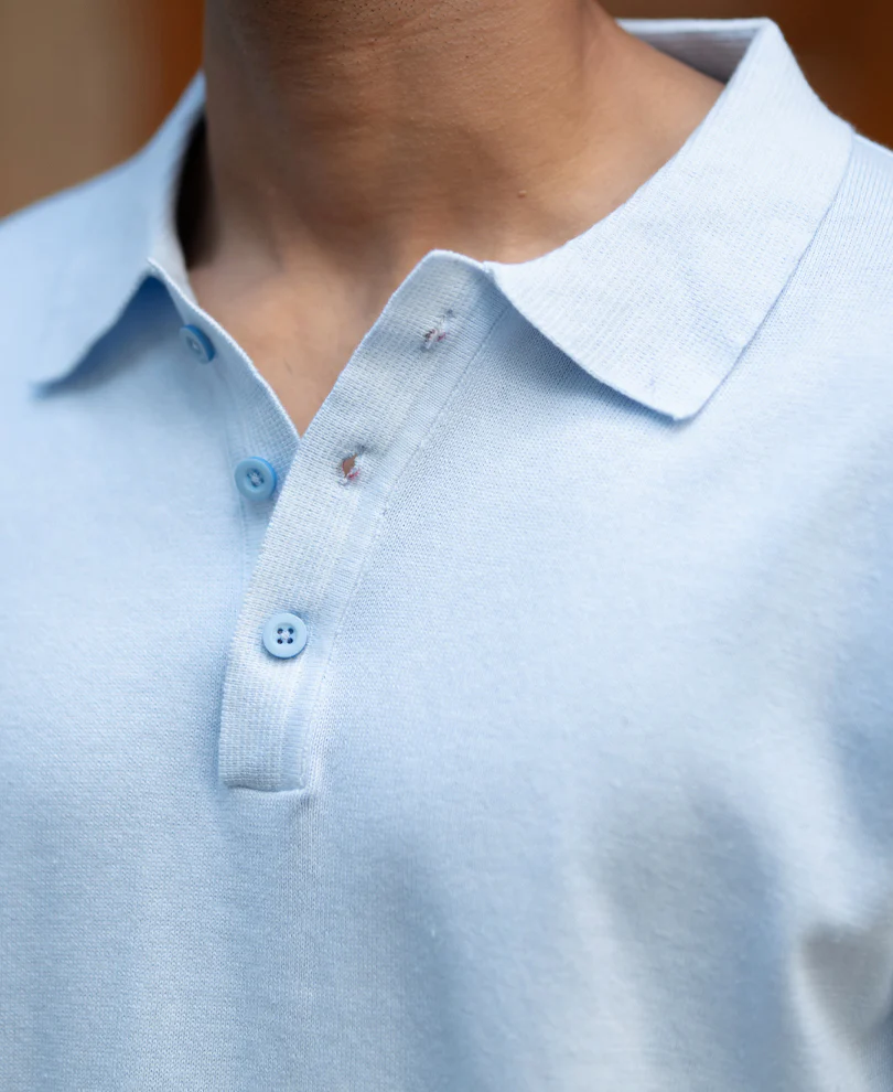 Blue Ombre Stripe Polo T-Shirt - Image 3