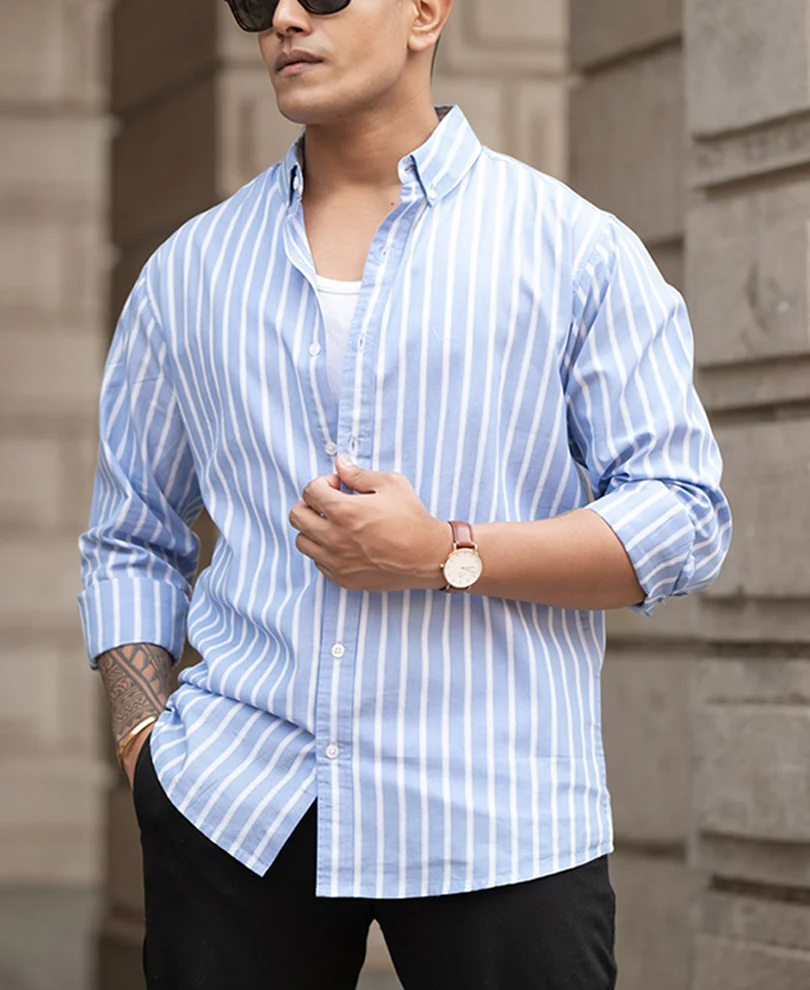 Blue Lightweight Striped Shirt - Image 2