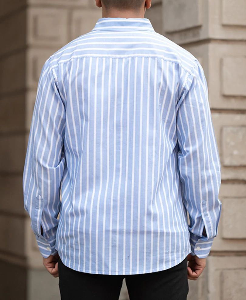 Blue Lightweight Striped Shirt - Image 4