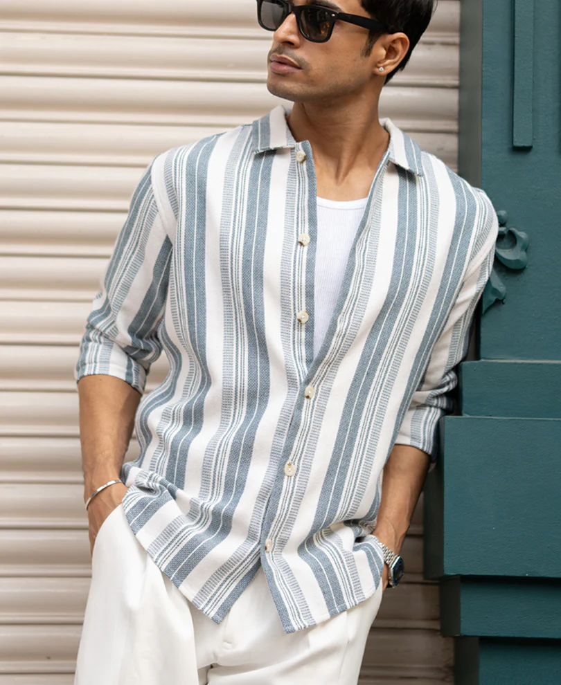 Blue Structure Stripe Shirt
