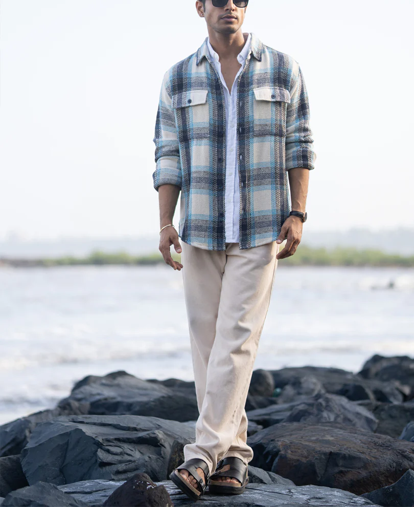 Blue Structured Check Shirt - Image 6