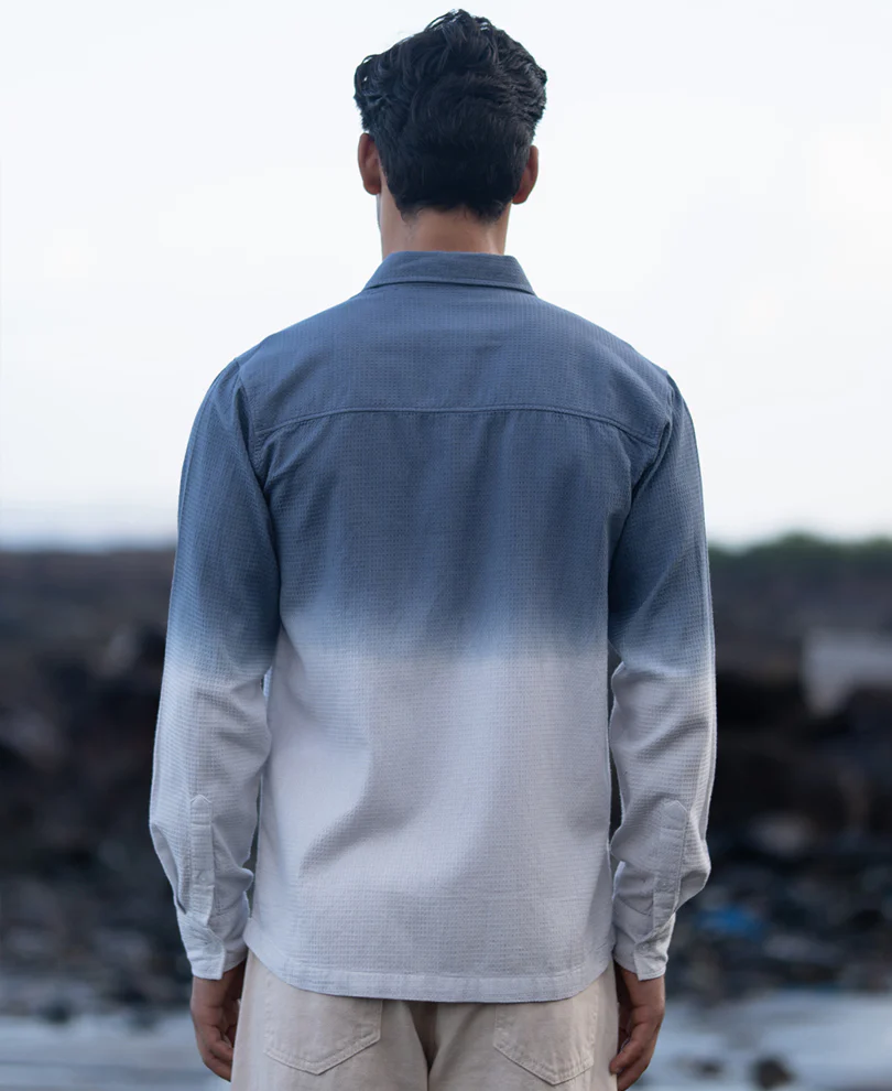 Blue Structured Ombre Shirt - Image 5