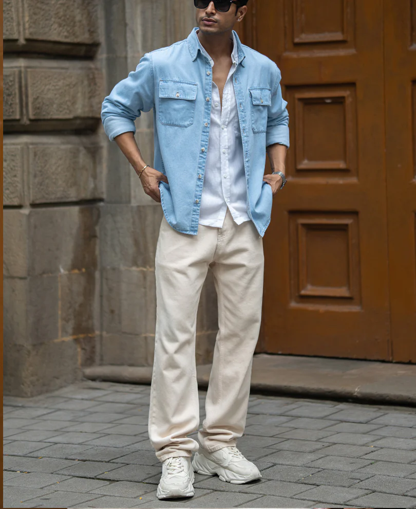 Blue Washed Denim Double Pocket Shirt - Image 6