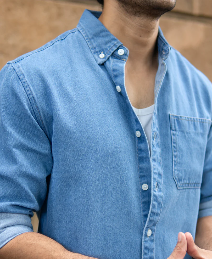 Blue Washed Denim Shirt - Image 2