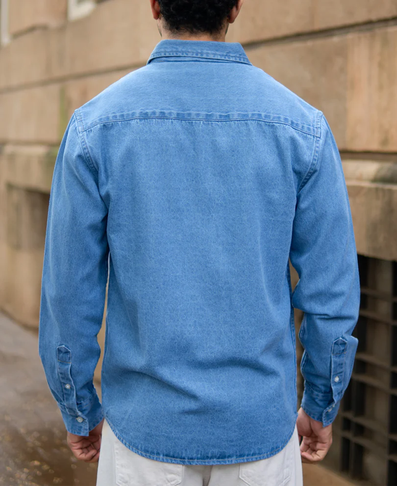 Blue Washed Denim Shirt - Image 4