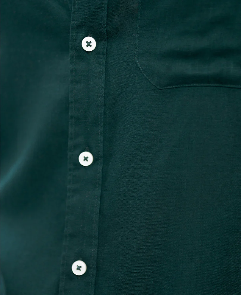 Bottle Green Linen Blend Shirt - Image 4