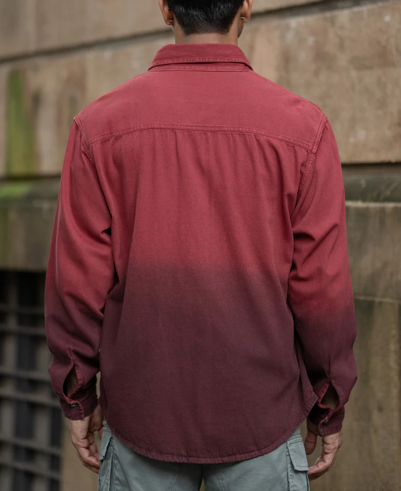 Brick Red Ombre Shirt With Pockets - Image 5