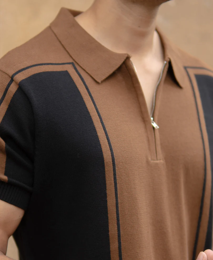 Brown And Black Panelled T-Shirt - Image 3