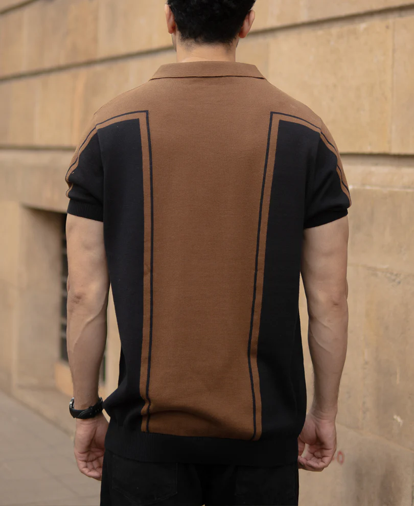 Brown And Black Panelled T-Shirt - Image 5