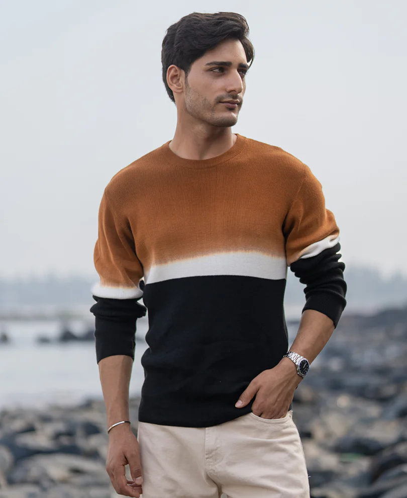 Brown And Black Stripe Knit T-Shirt - Image 2