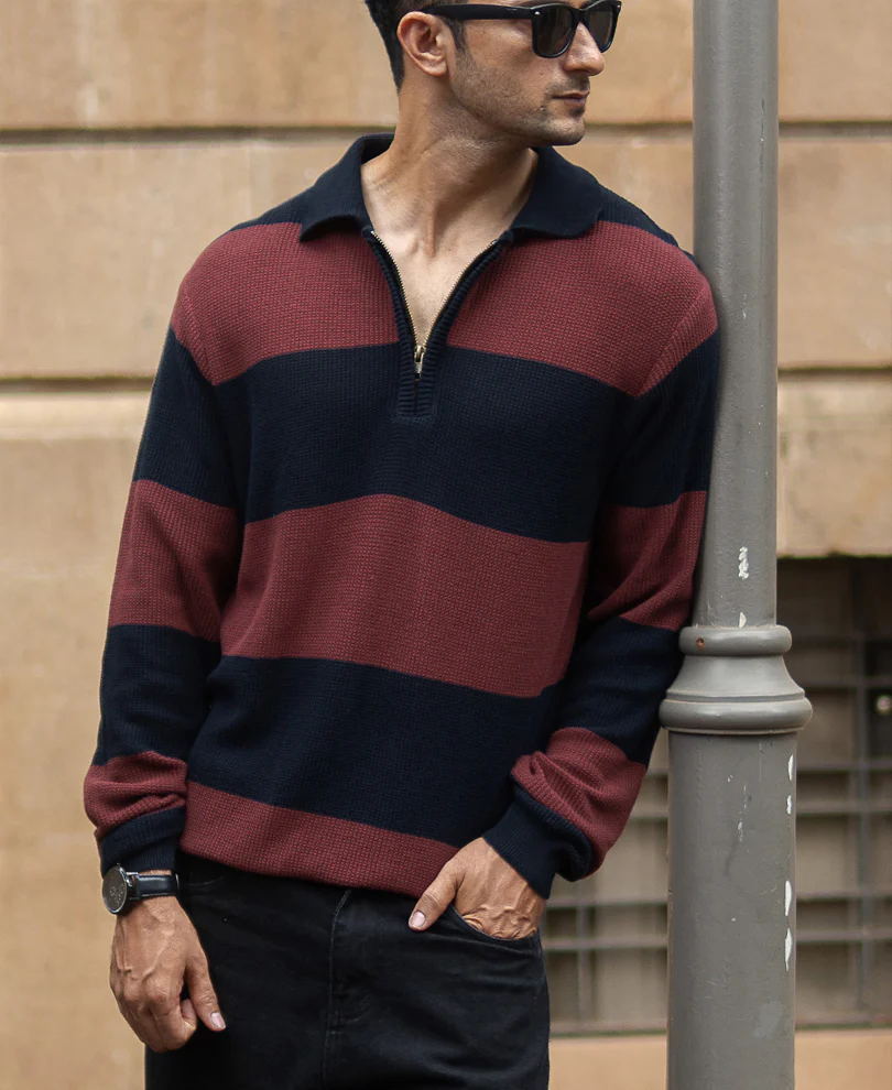 Brown And Navy Striped T-Shirt - Image 2