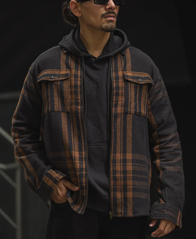 Brown And Black Full Sleeve Regular Fit Flannel Shacket - Image 2