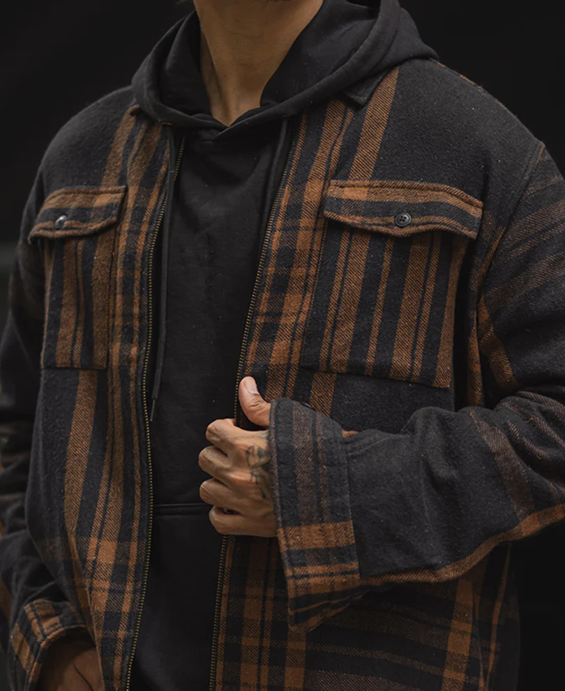 Brown And Black Full Sleeve Regular Fit Flannel Shacket - Image 5
