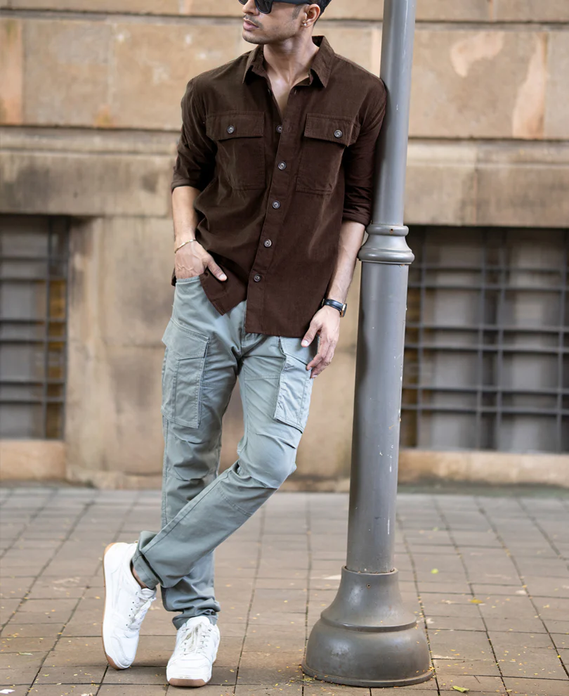 Brown Corduroy Shirt With Pockets - Image 5