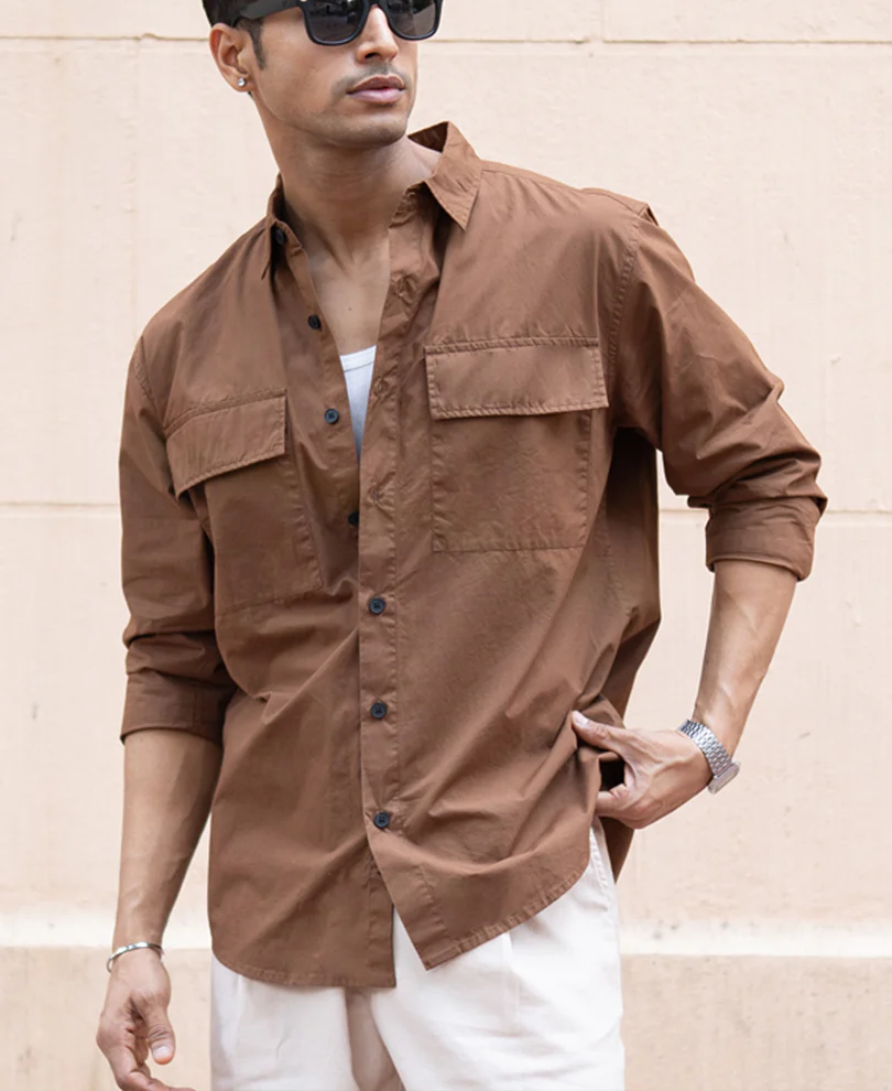 Brown Double Pocket Lightweight Shirt