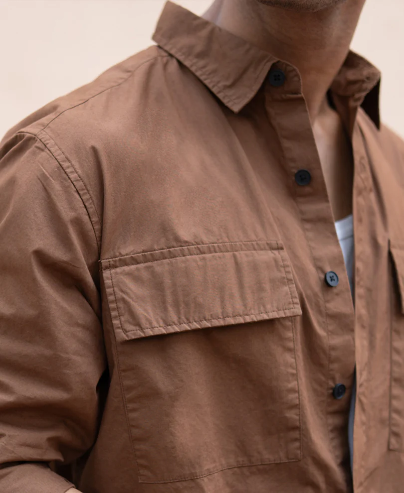 Brown Double Pocket Lightweight Shirt - Image 3