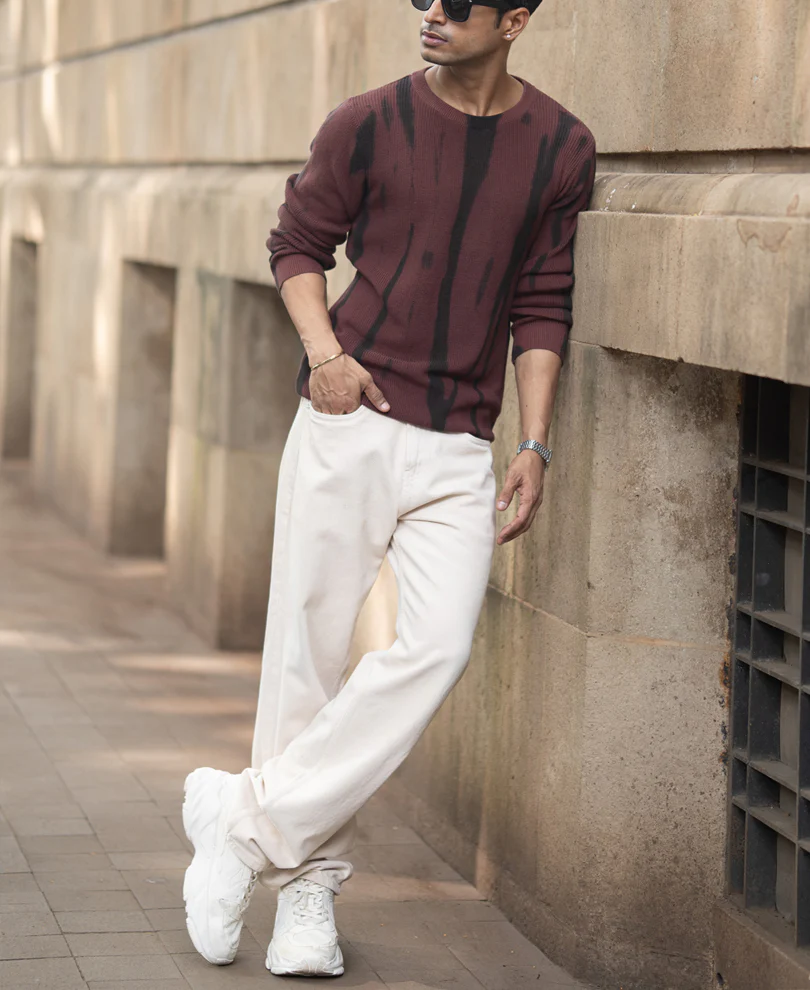 Brown Flat Knit Cotton Sweater - Image 6