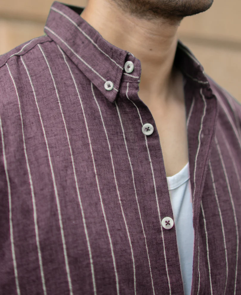 Brown Flowy Striped Shirt - Image 3