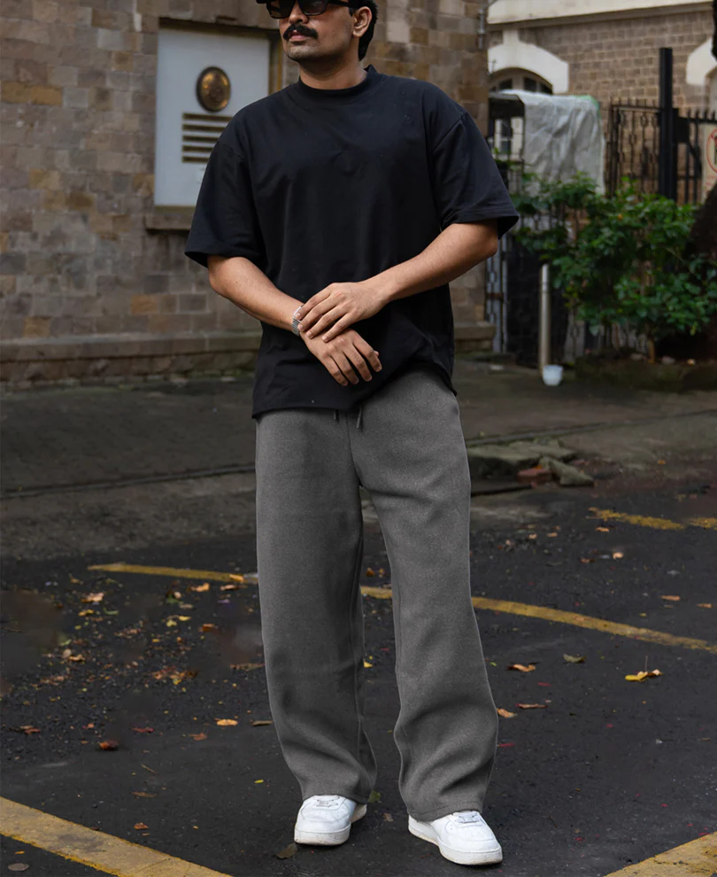 Dark Grey Melange Baggy Trackpant - Image 6