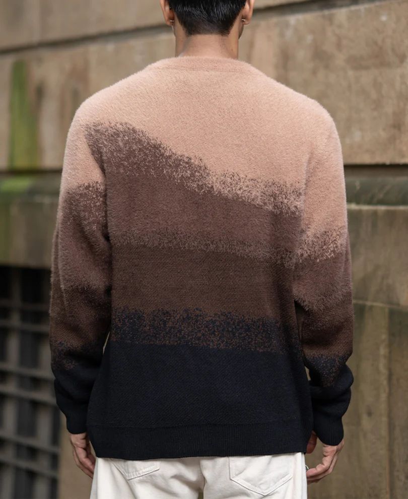 Brown Ombre Jacquard Sweater - Image 6