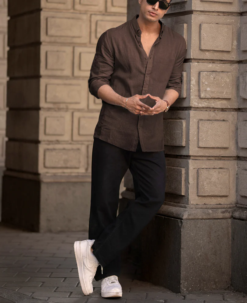 Brown Linen Blend Shirt - Image 5