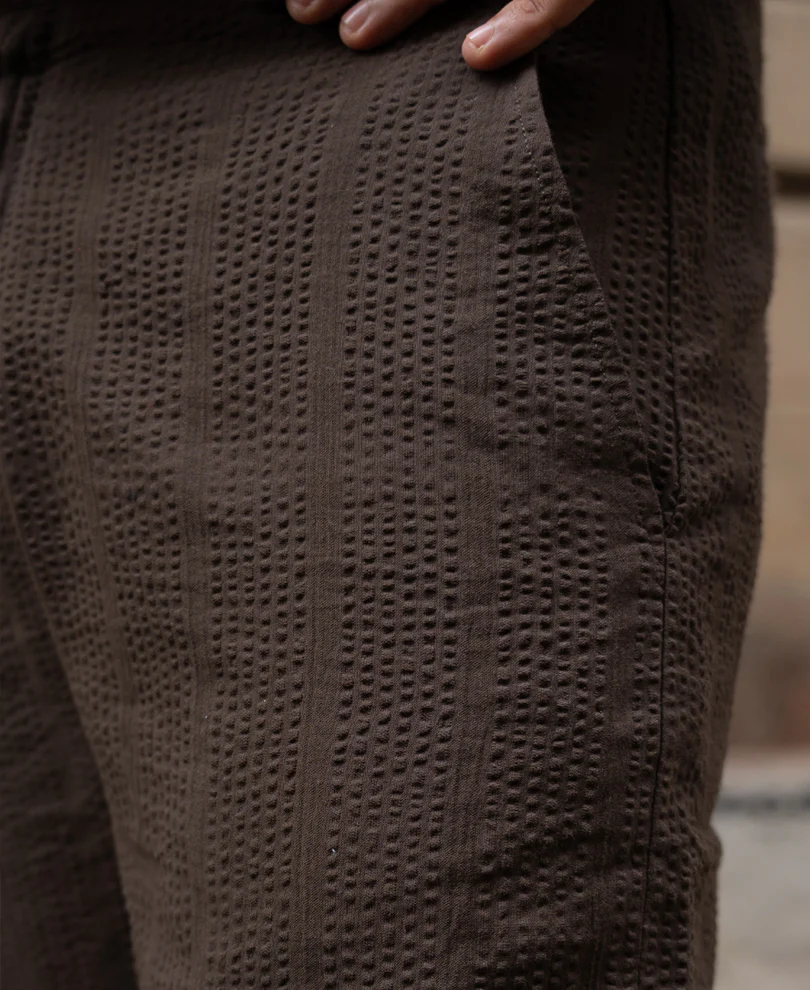 Brown Seersucker Cotton Pant - Image 4