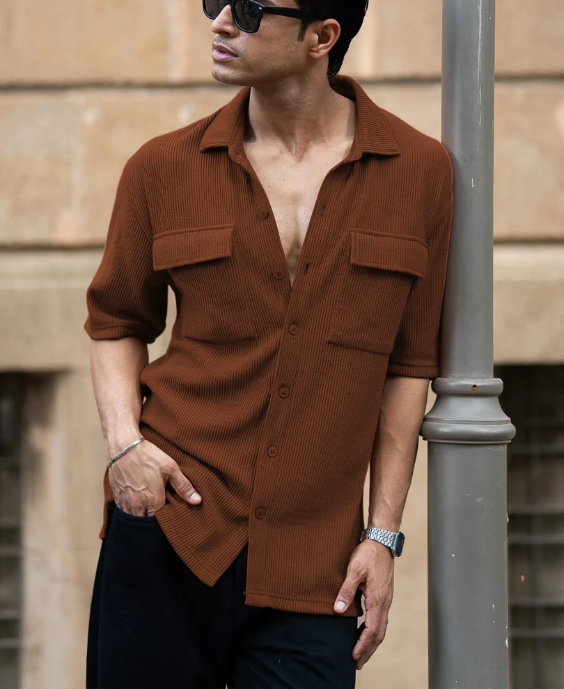 Brown Shirt With Pockets - Image 2
