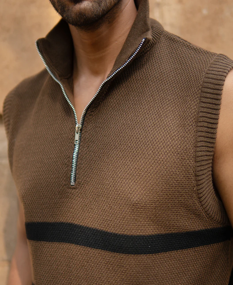 Brown Striped Knit vest - Image 4