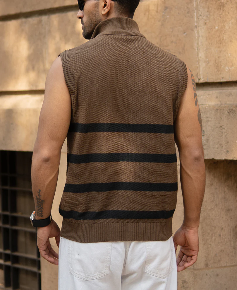 Brown Striped Knit vest - Image 6