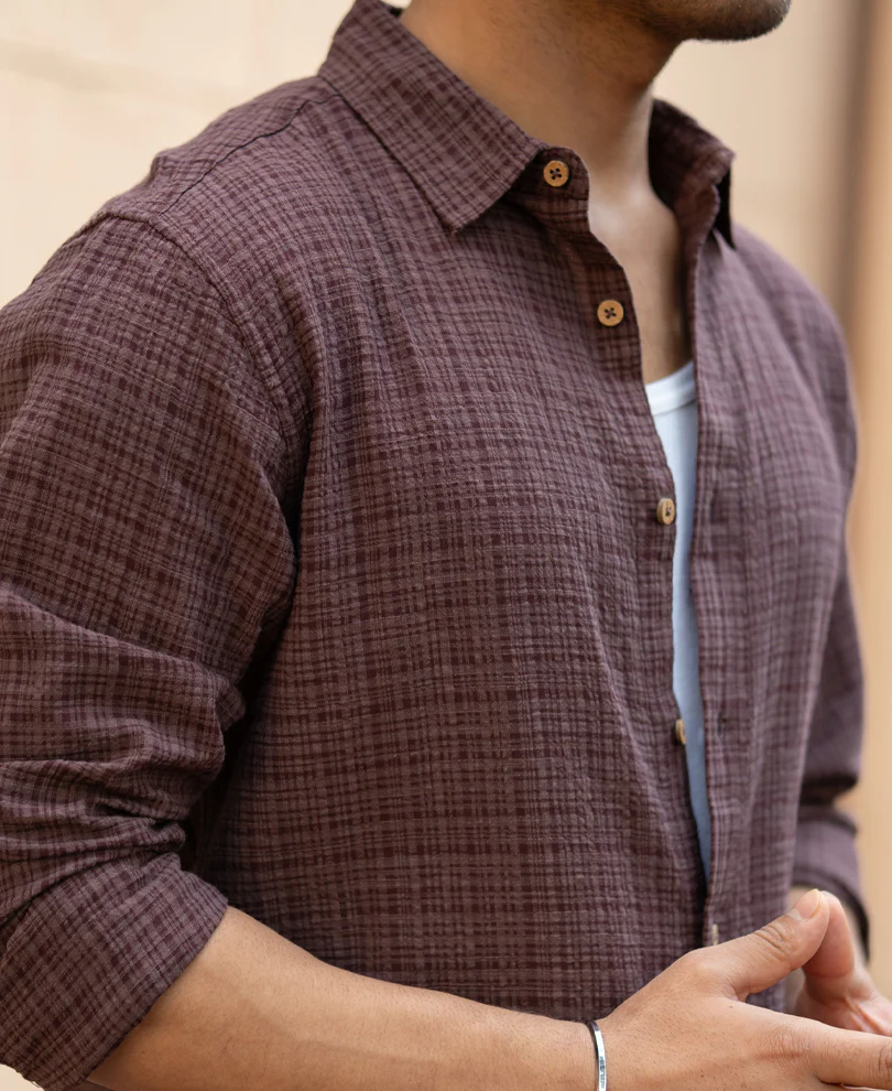 Brown Structured Lightweight Shirt - Image 2