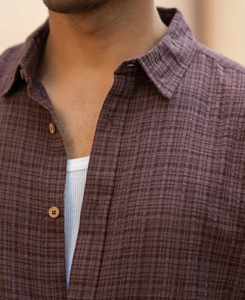 Brown Structured Lightweight Shirt - Image 3