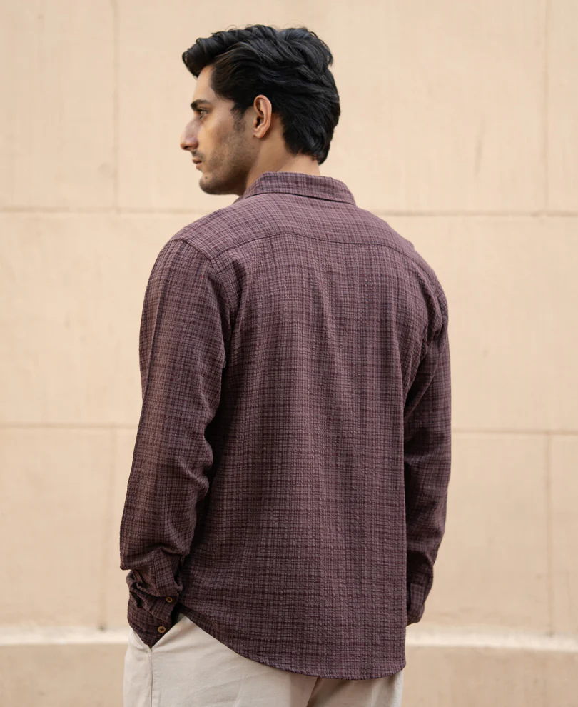 Brown Structured Lightweight Shirt - Image 5