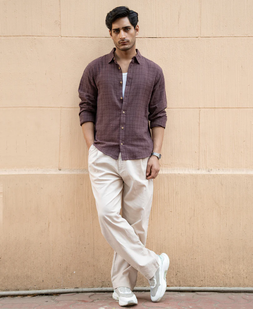 Brown Structured Lightweight Shirt - Image 6