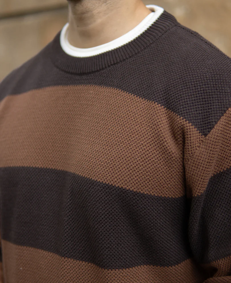 Brown Structured Stripe T-Shirt - Image 4