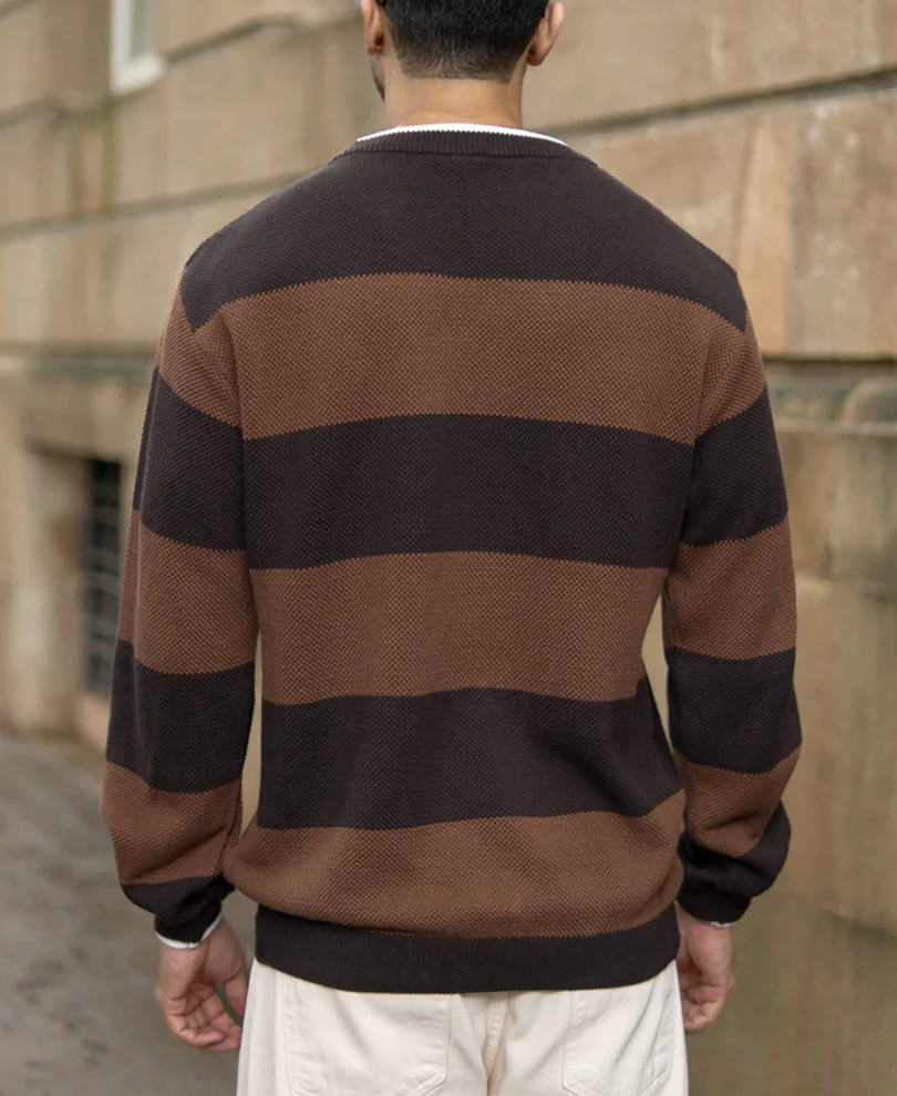 Brown Structured Stripe T-Shirt - Image 5