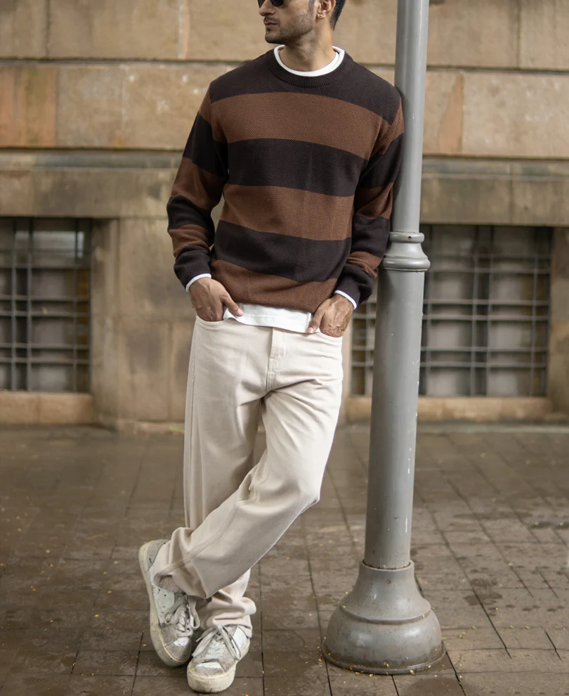 Brown Structured Stripe T-Shirt - Image 6