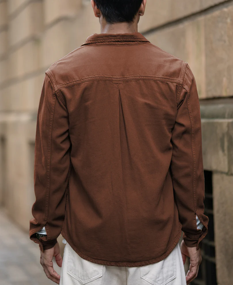 Brown Textured Cotton Overshirt - Image 4