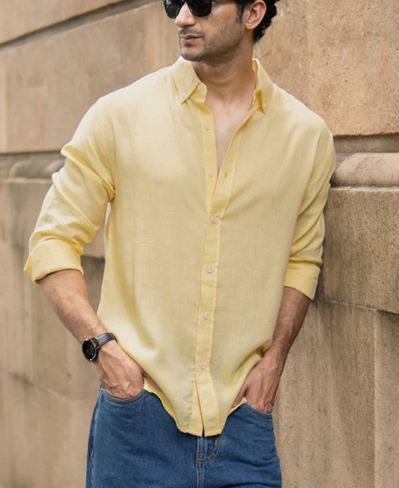 Butter Yellow Linen Blend Shirt - Image 2