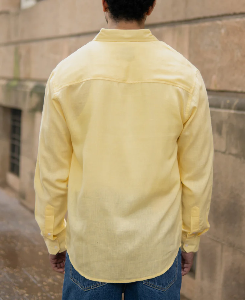 Butter Yellow Linen Blend Shirt - Image 6