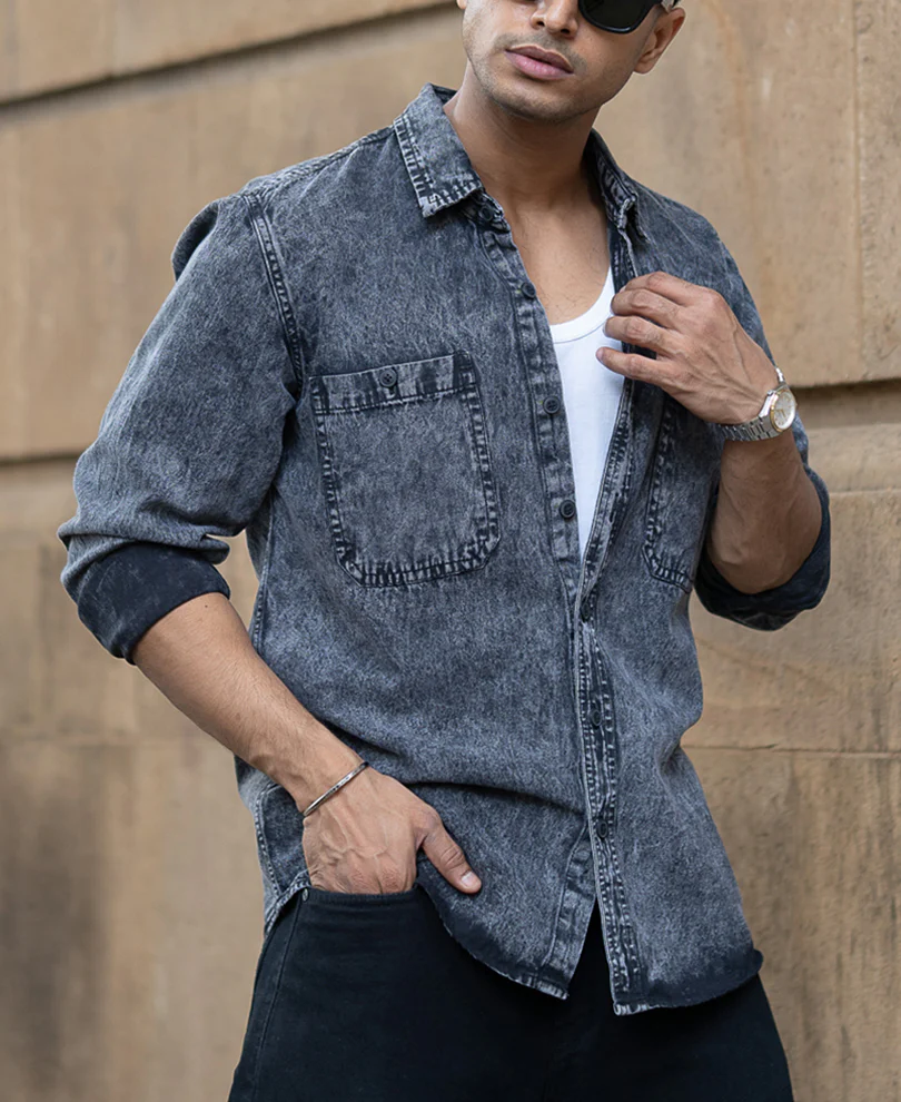 Carbon Black Regular Fit Full Sleeves Shirt - Image 2