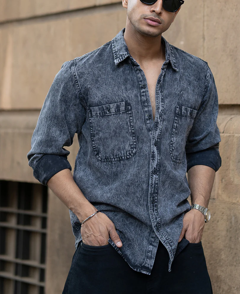Carbon Black Regular Fit Full Sleeves Shirt - Image 3