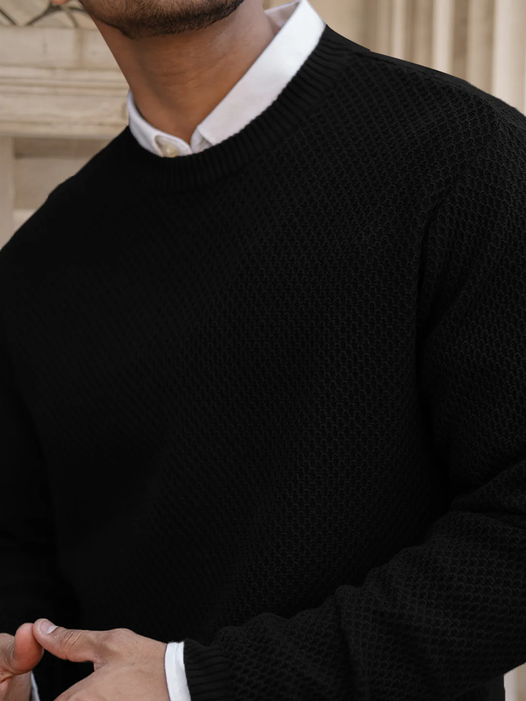 Classic Black Structured Full Sleeves T-Shirt - Image 5