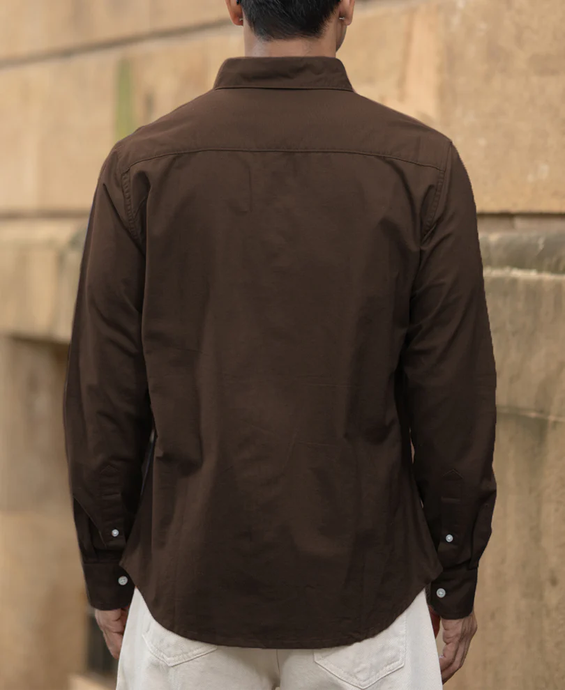 Coffee Brown Oxford Shirt - Image 5
