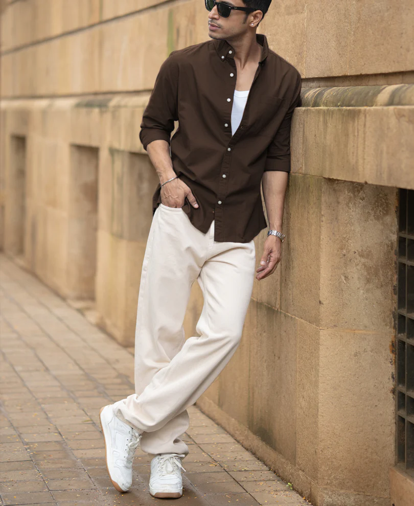 Coffee Brown Oxford Shirt - Image 6