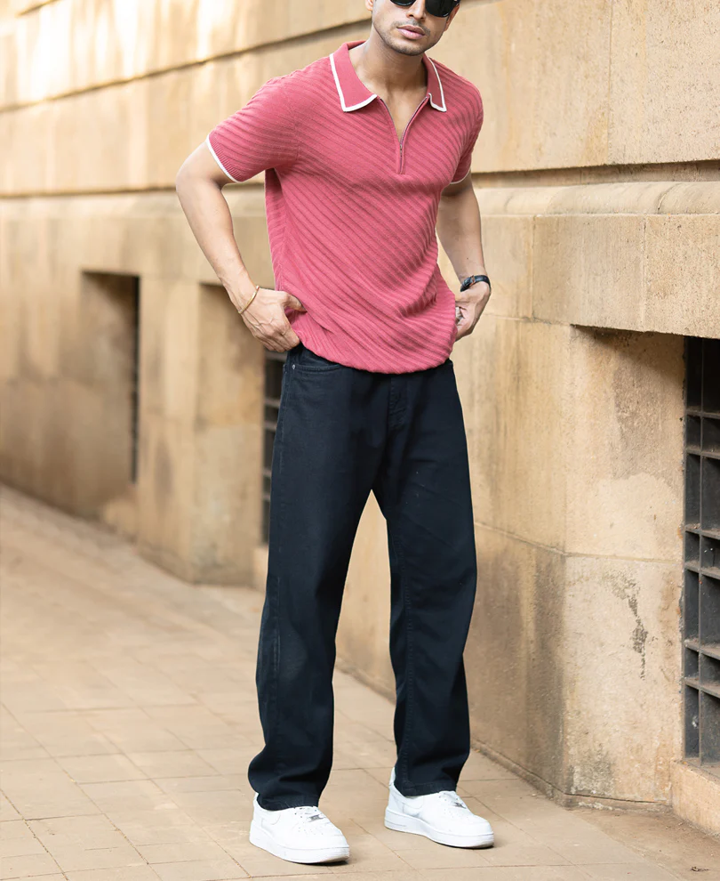 Coral Diagonal Knit T-Shirt - Image 6