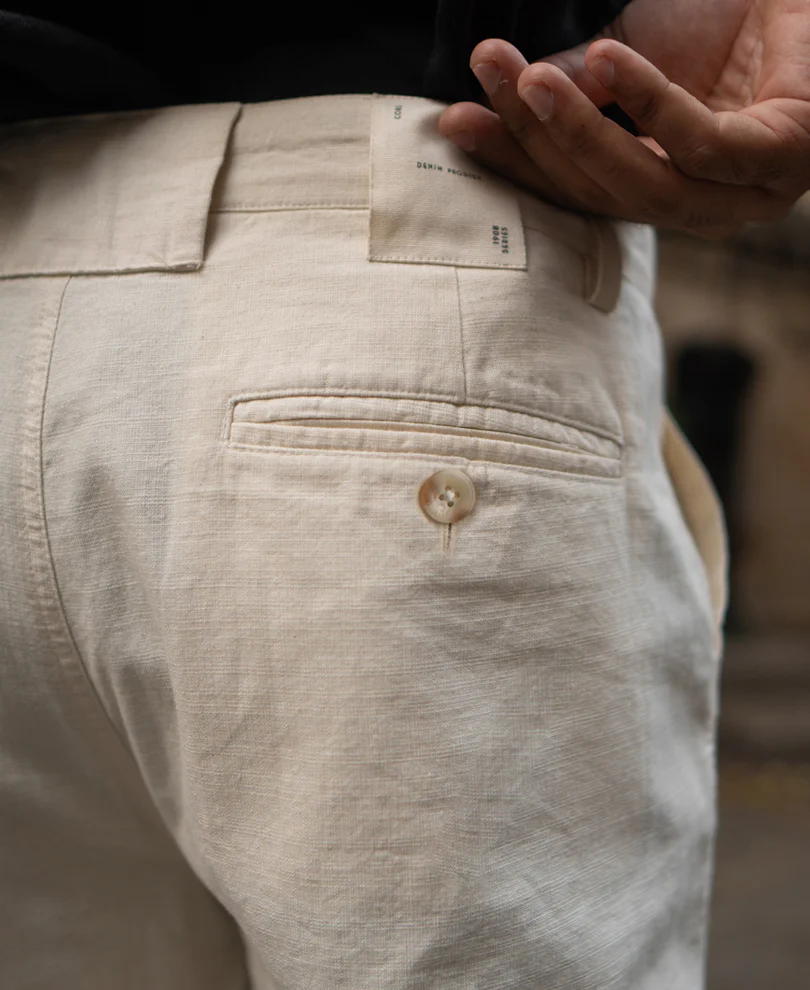 Cream Cotton Trousers - Image 5