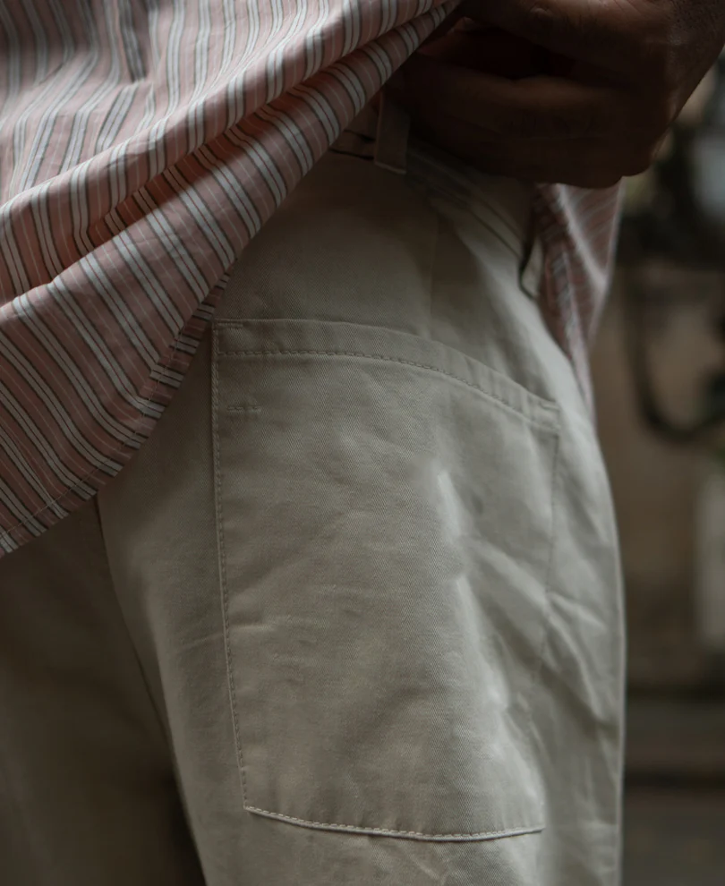 Cream Regular Fit Cotton Pants - Image 5