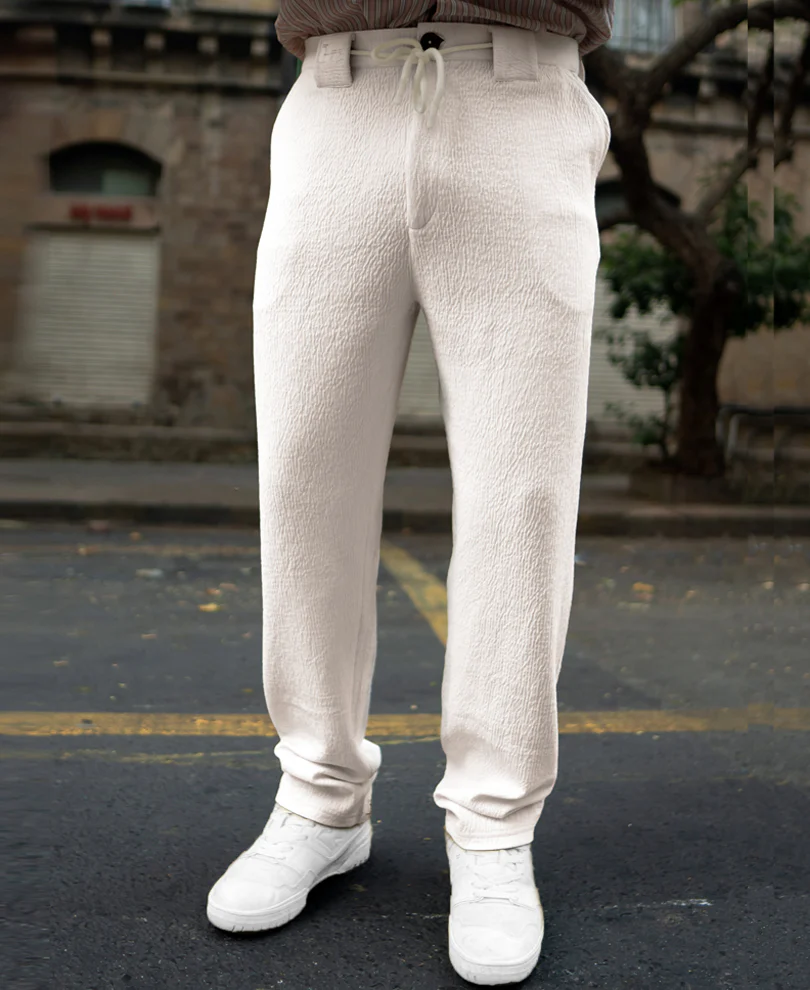 Cream Structured Trackpant - Image 2