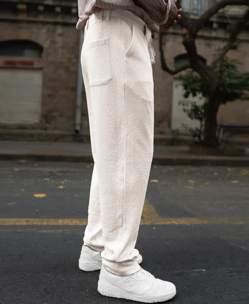 Cream Structured Trackpant - Image 3